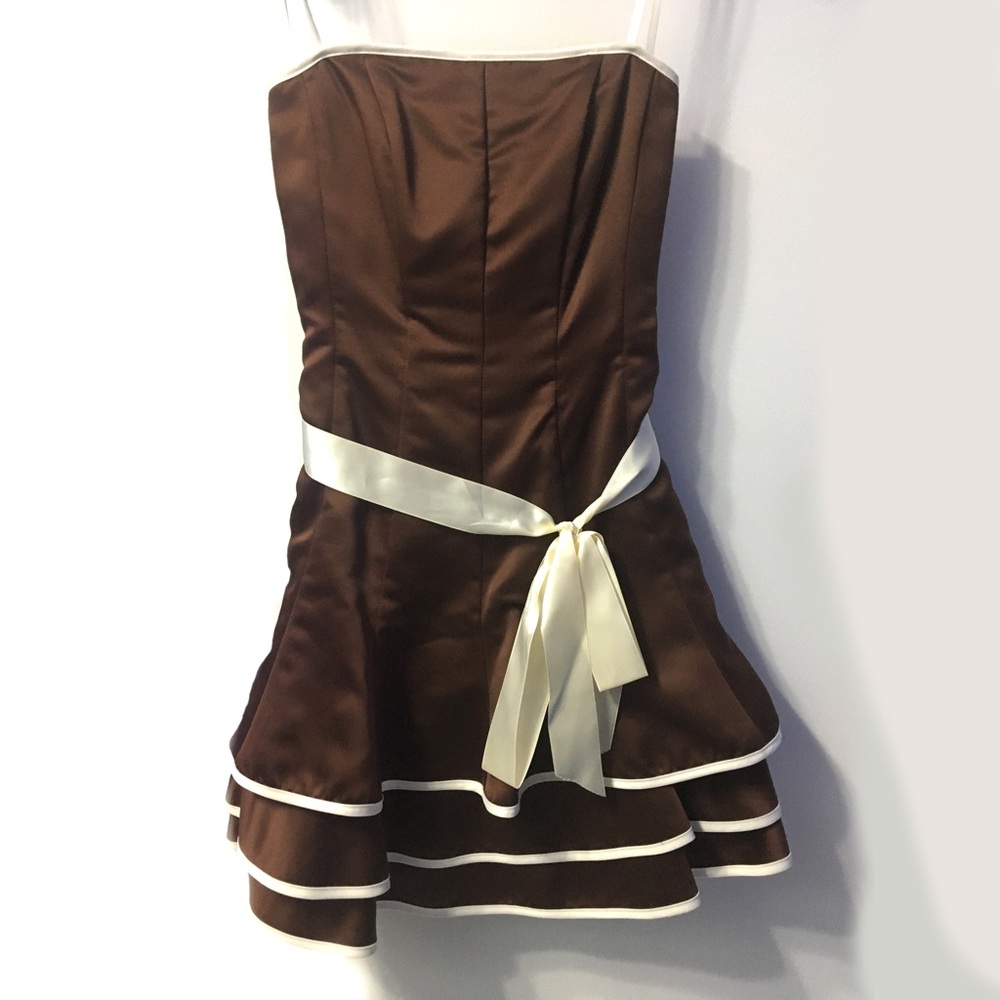 Satin strapless cocktail dress